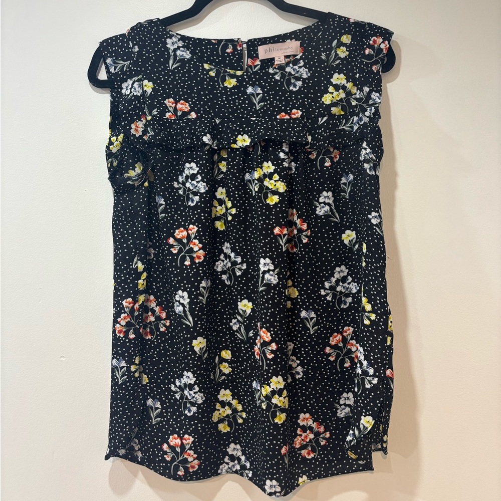 Philosophy Black Floral Blouse